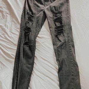 Black Ripped Fishnet Jeans